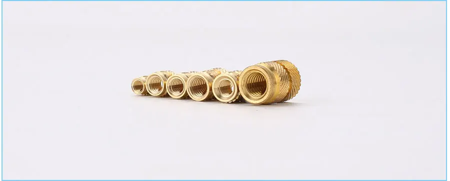 SL-type Double Twill Knurled Brass Injection Nut Brass Hot Melt Inset Nuts Heating Molding Copper Thread Inserts Nut M4 50Pcs