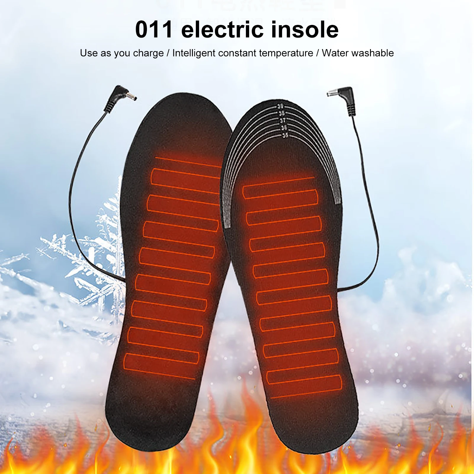 Usb Heated Shoe Insoles Electric Heating Warm Foot Pads Washable Sock