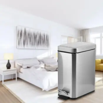 

Waste Bins 5L Stainless Steel Sanding Dustbin Step Pedal Trash Can Rubbish Garbage Bin for Home Office Use Eco-friendly