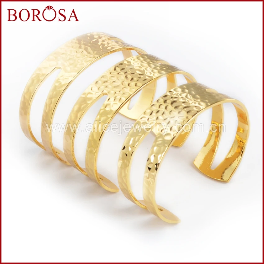 BOROSA 10 шт. золотой цвет полые латунные пустые зерна шаблон манжеты браслет