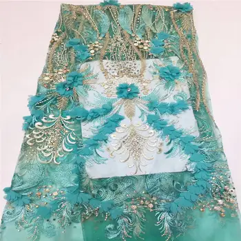 

Latest African Lace Fabric 2020 High Quality Lace Green Embroidered Lace Trim Nigerian Lace Fabrics For Wedding 2020