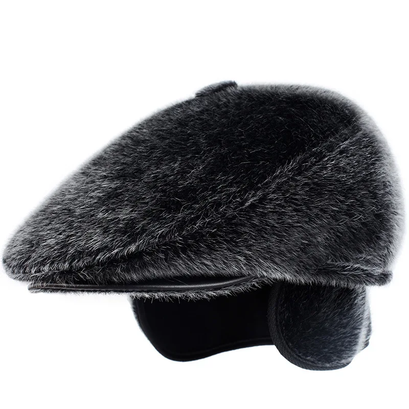 Осень зима теплая мужская шапка шапки искусственный мех береты зимняя шапка для папы британский джентльмен Newsboy Шапка s шляпа в стиле Гэтсби