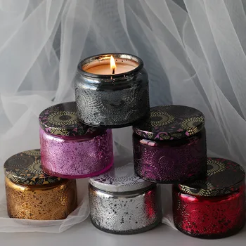 

2Pcs coins relief wax candle cup empty glass jar hand scented candles DIY material empty candle jar