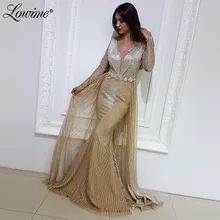 Саудовская Аравия, v-образный вырез, вечерние платья, Русалка, Дубай, женские кафтаны, исламское элегантное вечернее платье, aibbye, длинные блестящие платья для выпускного вечера