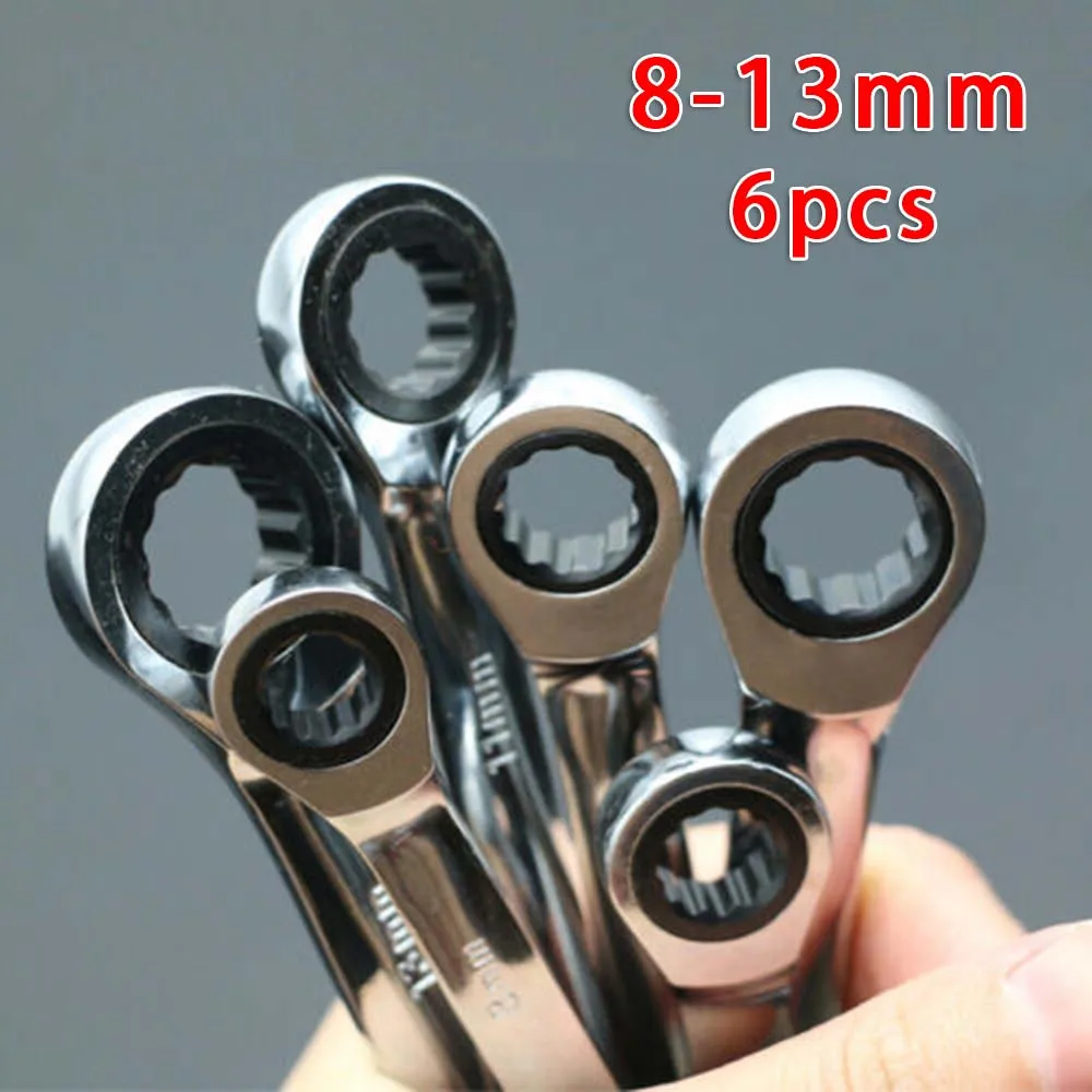 

Durable Plum Ratchet Wrench Chrome Vanadium Steel Auto Repair Tool 8-13mm 6pcs/Set Tool Kits Supplies