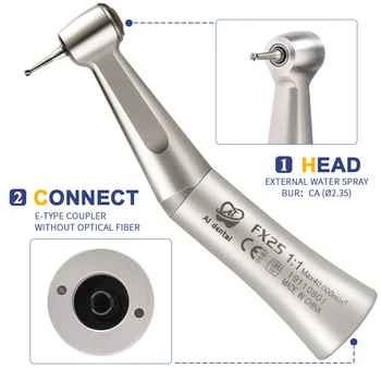 

1:1 direct drive ultra contra angle low speed handpiece connect 2 hole/ 4 hole outer spray dental air motor set