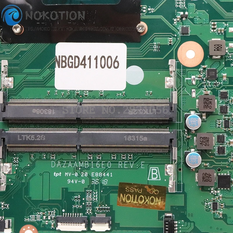 NOKOTION для ACER aspire E5 575G материнская плата ноутбука SR2ZU I5 7200U CPU 940MX GPU DAZAAMB16E0 NBGD411006
