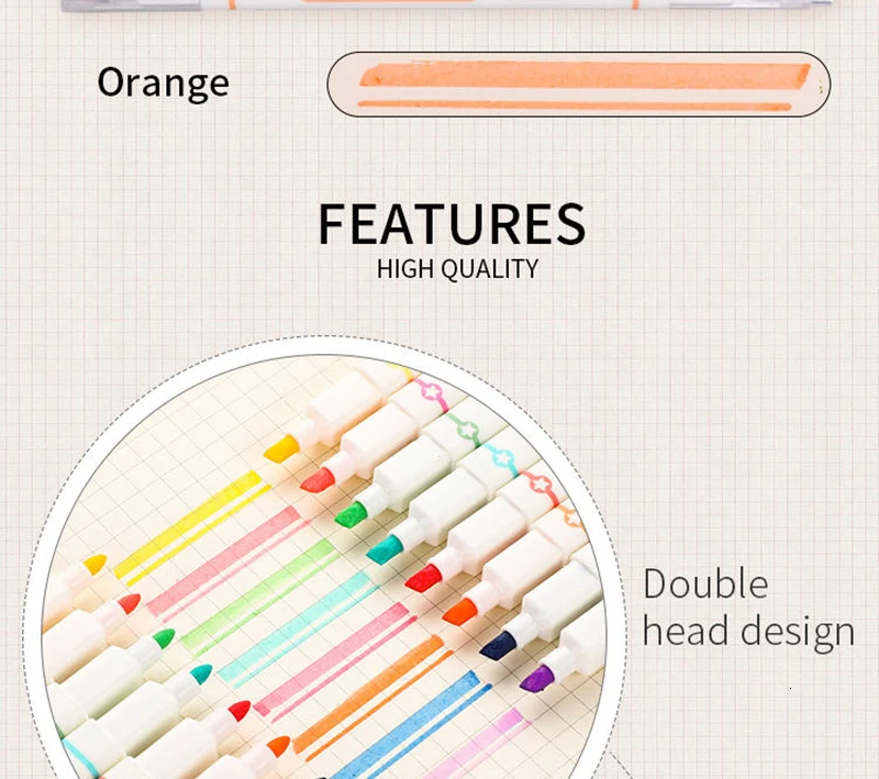 8 цветов/набор двухглавый маркер ручка мягкий лайнер маркеры Флуоресцентные Ручки Маркеры для рисования школьные принадлежности 04437