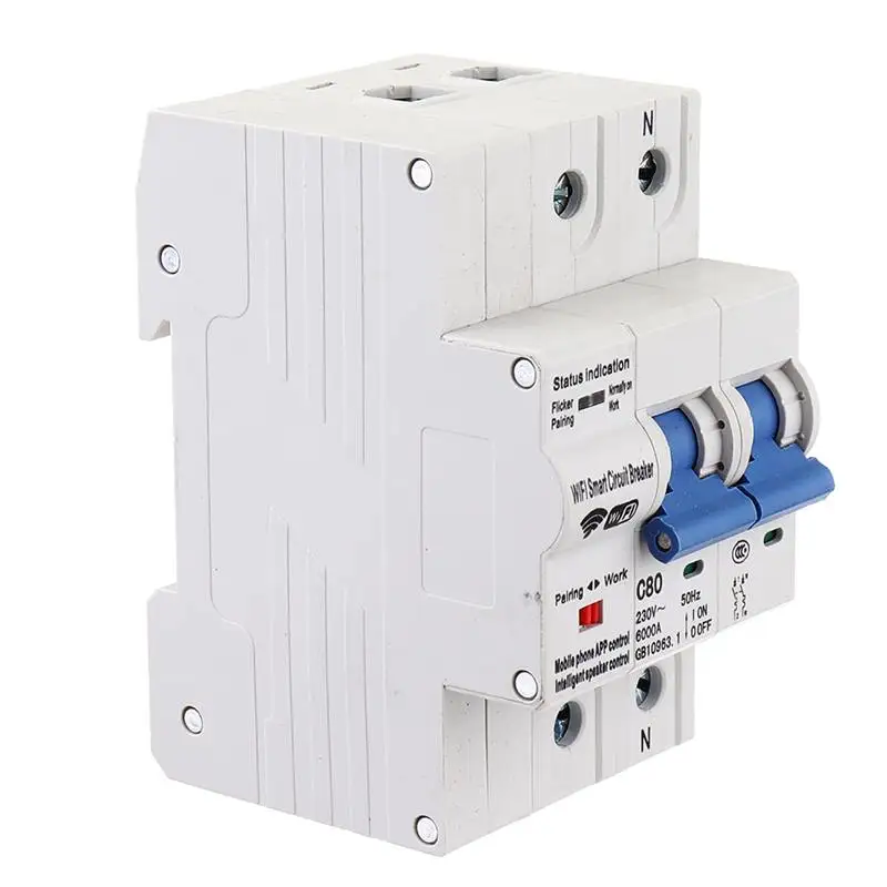 MoesHouse 2P 100A WiFi умный выключатель Умный дом автоматизация перегрузки короткого замыкания Голосовое управление аксессуар