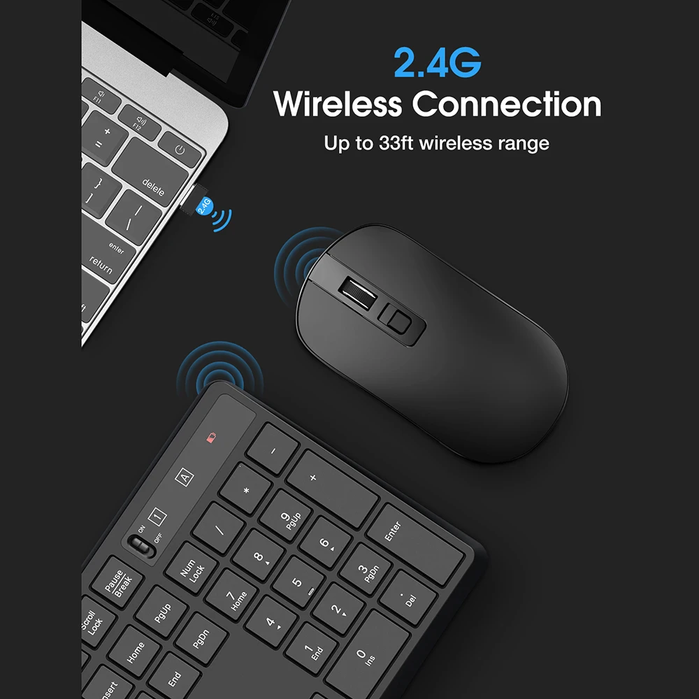VicTsing PC230 Набор беспроводной клавиатуры и мыши 104 Keycaps клавиатура USB Бесшумная мышь набор для ПК компьютер ноутбук Настольный компьютер