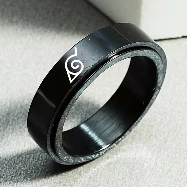 17 Models New Leaf Ring Konoha Uzumaki Symbal Logo Sign Sasuke Itachi Ninja Fashion Stainless Steel Anime Jewelry Cosplay