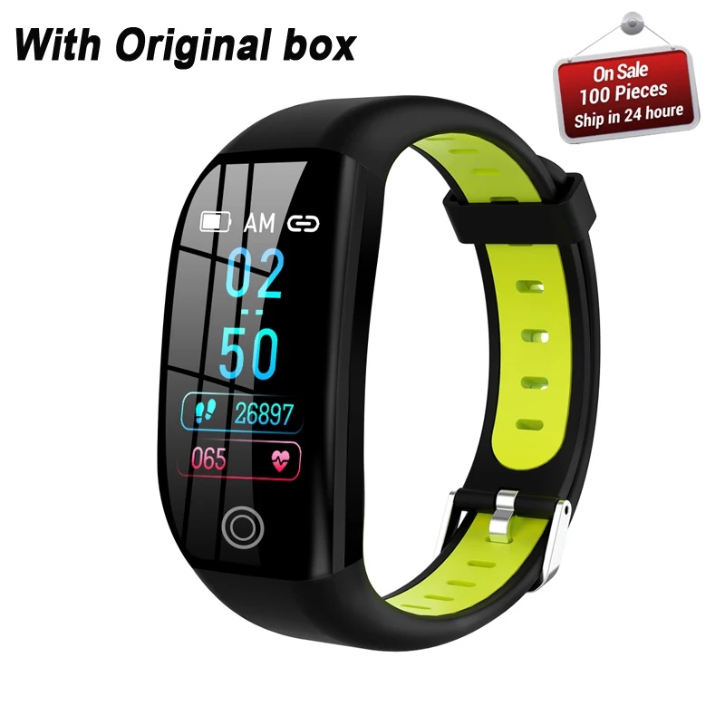 F21 умный браслет для мужчин с большим экраном IP68 смарт-браслет пульсометр кровяное давление фитнес-трекер Смарт-часы - Цвет: green