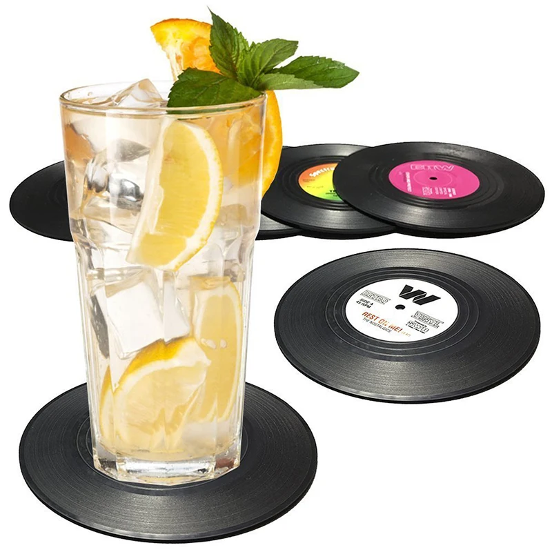 

Retro Vinyl Drink Coasters Table Cup Mat Home Decor CD Record Coffee Drink Cup Placemat Party Tableware Decor Cup Mat Supplies