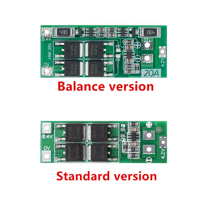 2S 20A 7.4V 8.4V 18650 Lithium battery protection board/BMS board standard/balance | Электронные компоненты и