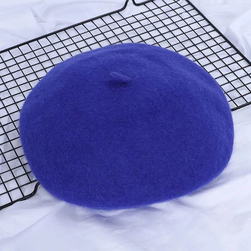 Royal blue Новинка, осенне-зимний элегантный женский шерстяной берет, весенние женские винтажные одноцветные шапки, женская шляпа в стиле художника, шляпа, Шлепка - Цвет: Royal blue