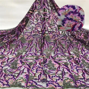 

African Mesh Sequins Tulle Lace Fabric 2019 Latest French Lace Fabric High Quality Guipure Nigerian Embroidery Lace Black Color