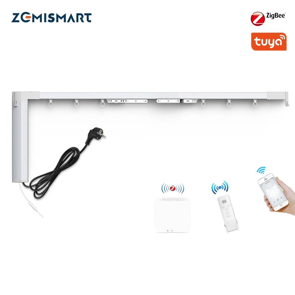 Zemismart Tuya Zigbee Curtain Track Alexa Echo Google Home Control via Smart Life SmartThings Electric Curtains