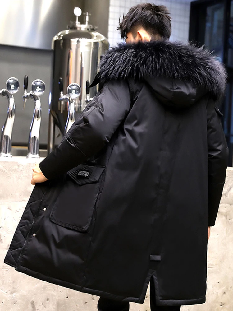 

white duck korean winter coats, large fur collar, jacket, men's down coat, warm park abrigo