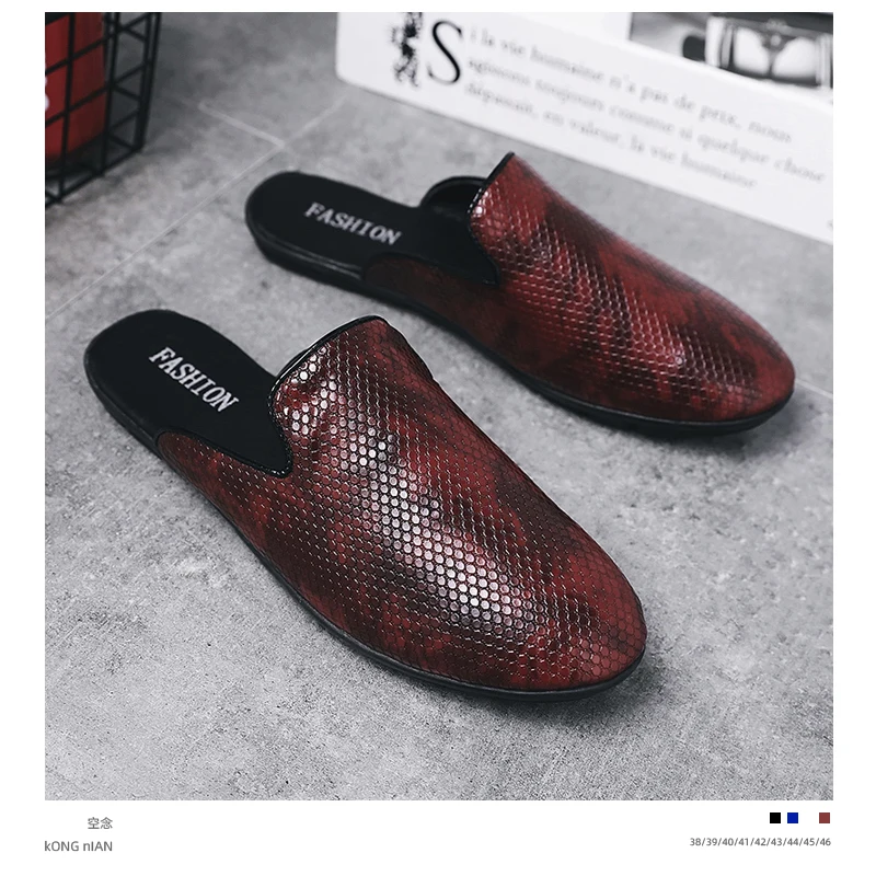 Zapatillas de cuero para hombre, sandalias de playa a la moda, Zapatos