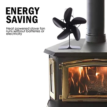 

Black Fireplace 4-blade Hot Air Stove Fan Log Burner Eco-friendly Silent Fan Black/Gold/Silver/Brown