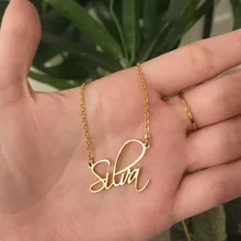 

Personalized Name Necklace Custom Letter Pendant Nameplate Jewelry Stainless Steel Choker Accessories Mujer Women Gifts
