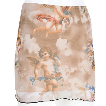 

Floral Printed Spring Polyester Holiday Women Skirt Mesh Party Bodycon Casual Adult Mini Sexy Fashion Ladies Short