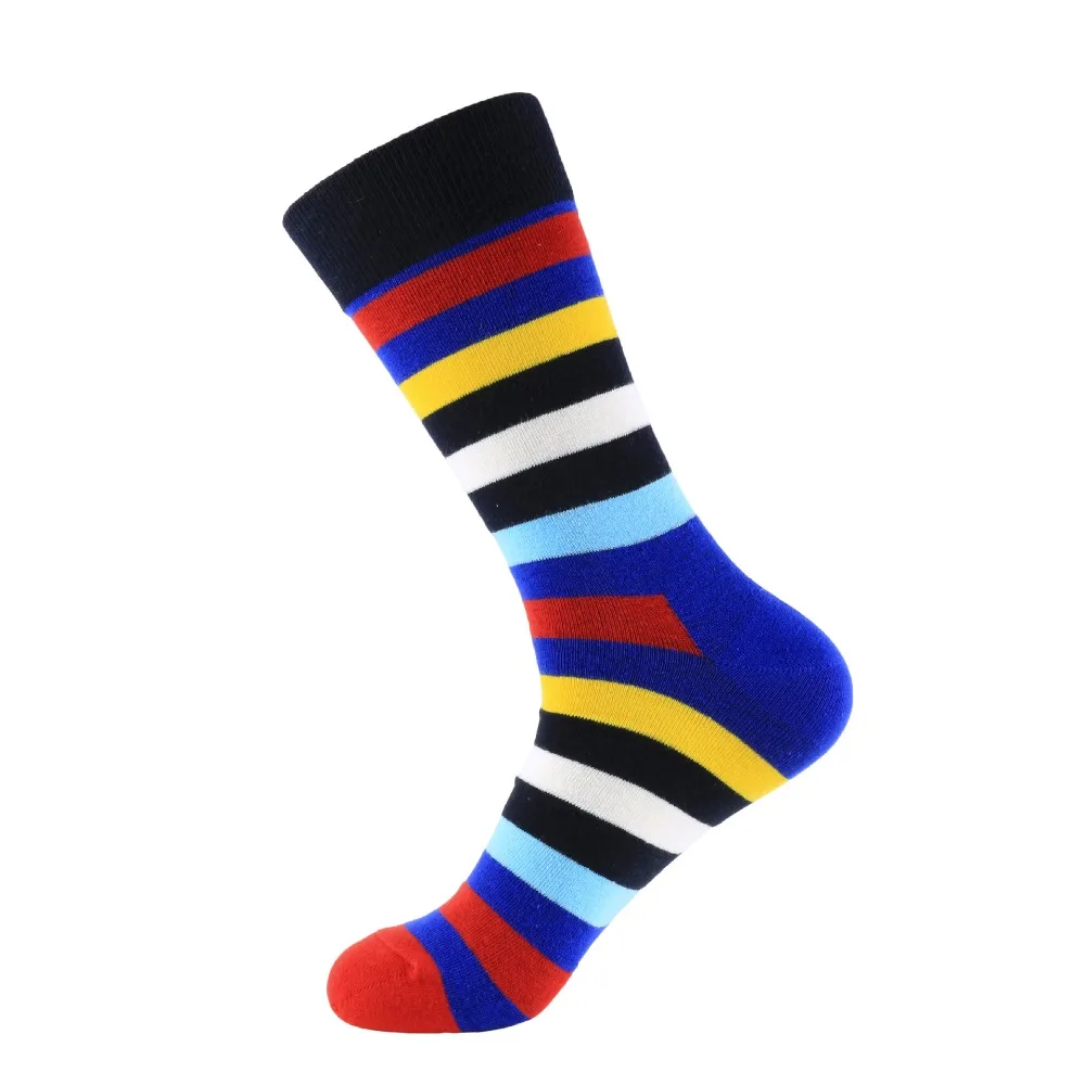 Высокого качества Радужный Stirpe носки мужские хлопковые мягкие деловые Повседневные Дышащие длинные Meias мужские цветные Свободные Большой размер носки