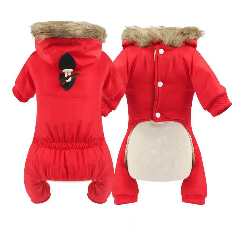Waterproof Velvet Dog Down Coats Clothes Jacket Soft Thickening Warm Puppy Jumpsuit Hooded Coat Pet Costume Winter Outwear