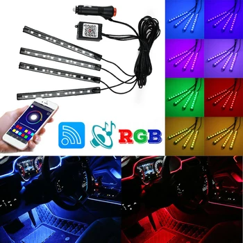

4*9-LED RGB Car Interior Atmosphere Light Strip Phone Bluetooth APP Control