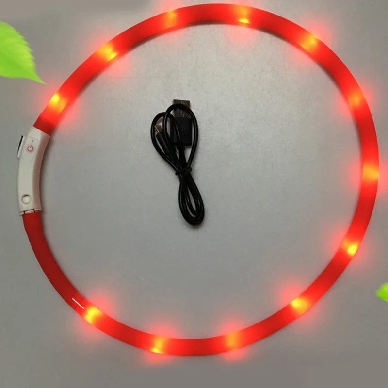 Светящийся ошейник для домашних собак ошейники для кошек USB Перезаряжаемый мигающий ночной ошейник плюшевый светящийся светодиодный светильник ошейник
