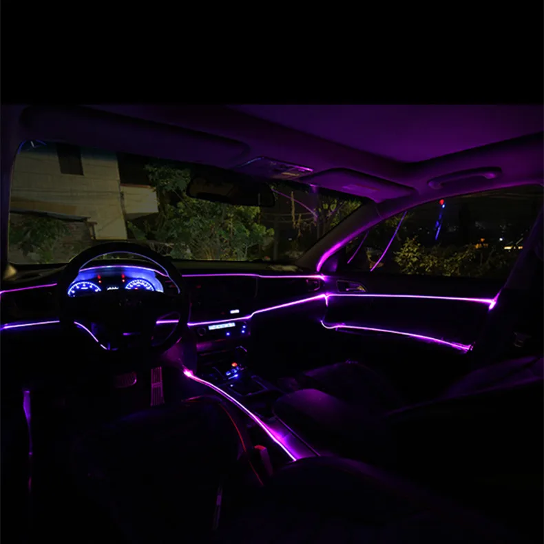 RGB окружающий светильник светодиодный атмосферный светильник для салона автомобиля неоновая полоса оптического волокна пульт дистанционного управления телефоном декоративная лампа 12 В