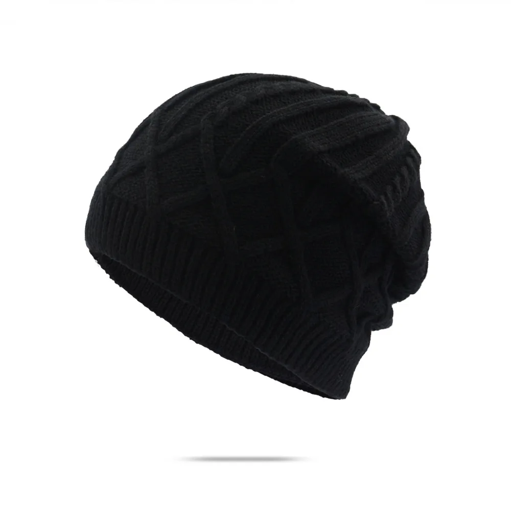 Стиль одноцветная вязаная шапка зимняя теплая шапка Skullies шапка бини для взрослых мужчин и женщин 115 - Цвет: Черный