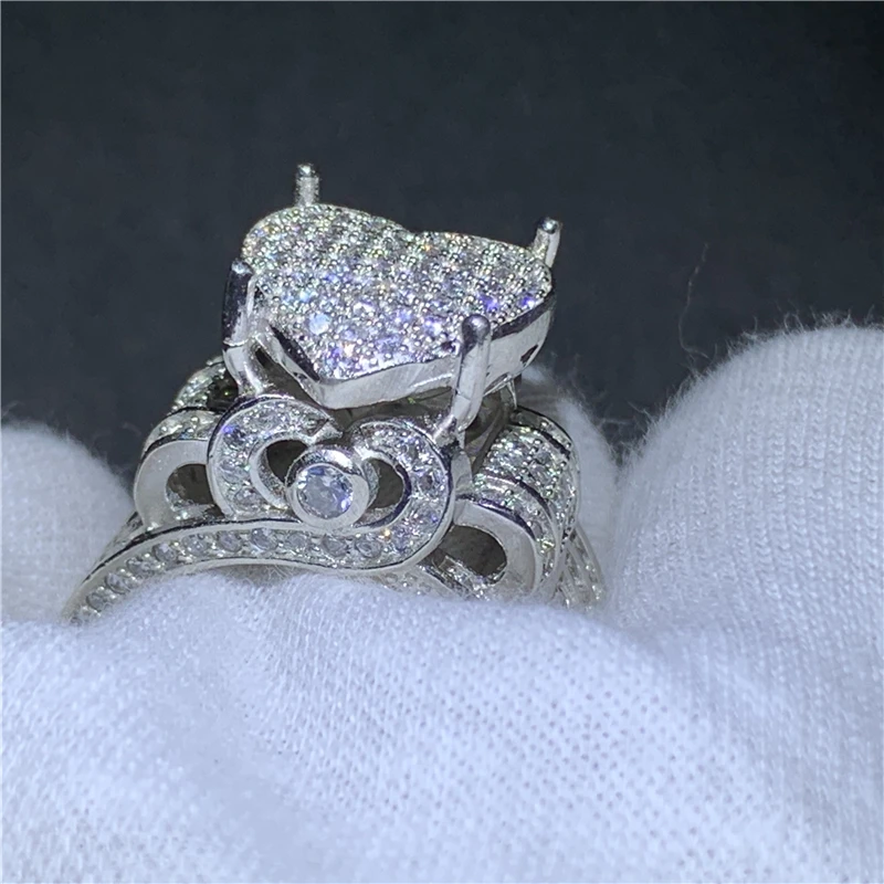 Уникальное кольцо в форме сердца Promise Pave AAAAA cz стерлингового серебра 925 обручальные Обручальные кольца для женщин винтажное украшение в подарок