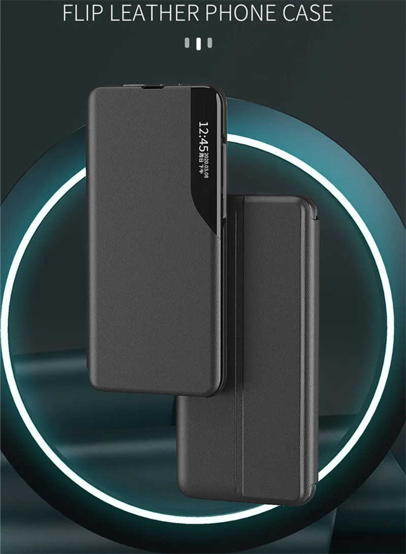 For Samsung Galaxy M52 5G Case Smart Window View Magnetic PU Leather Flip Cover for Galaxy M52 Book Stand Coque Shockproof Funda silicone cover with s pen