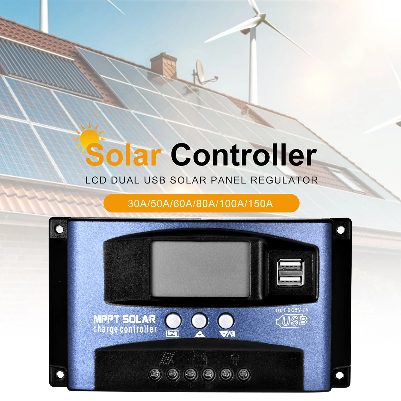 Mppt Pwm Solar Charge Controller 12v 24v Solar Panel Battery Regulator 2 Usb Port Lcd Display 30a 50a 60a 80a 100a Solar Controllers Aliexpress