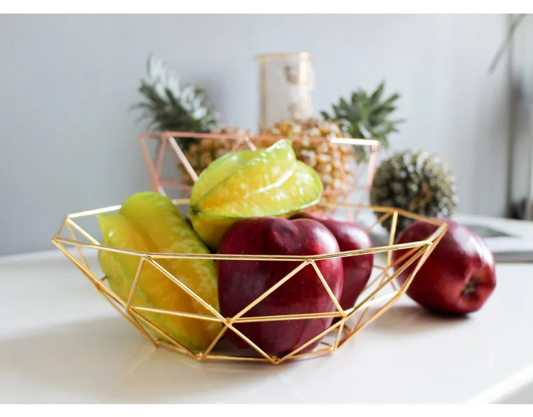 Creative Hollow Iron Fruit Basket Storage Platter Container For Snack Household Desktop Organizer Brief Decoration Individuality