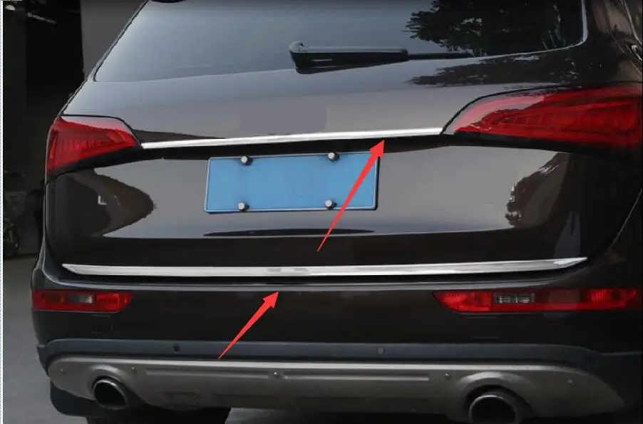 Car Trunk Trim Car Styling Exterior Stainless Steel Rear Trunk Steamer Lid Cover Trim 1Pcs For Q5 2009-2015