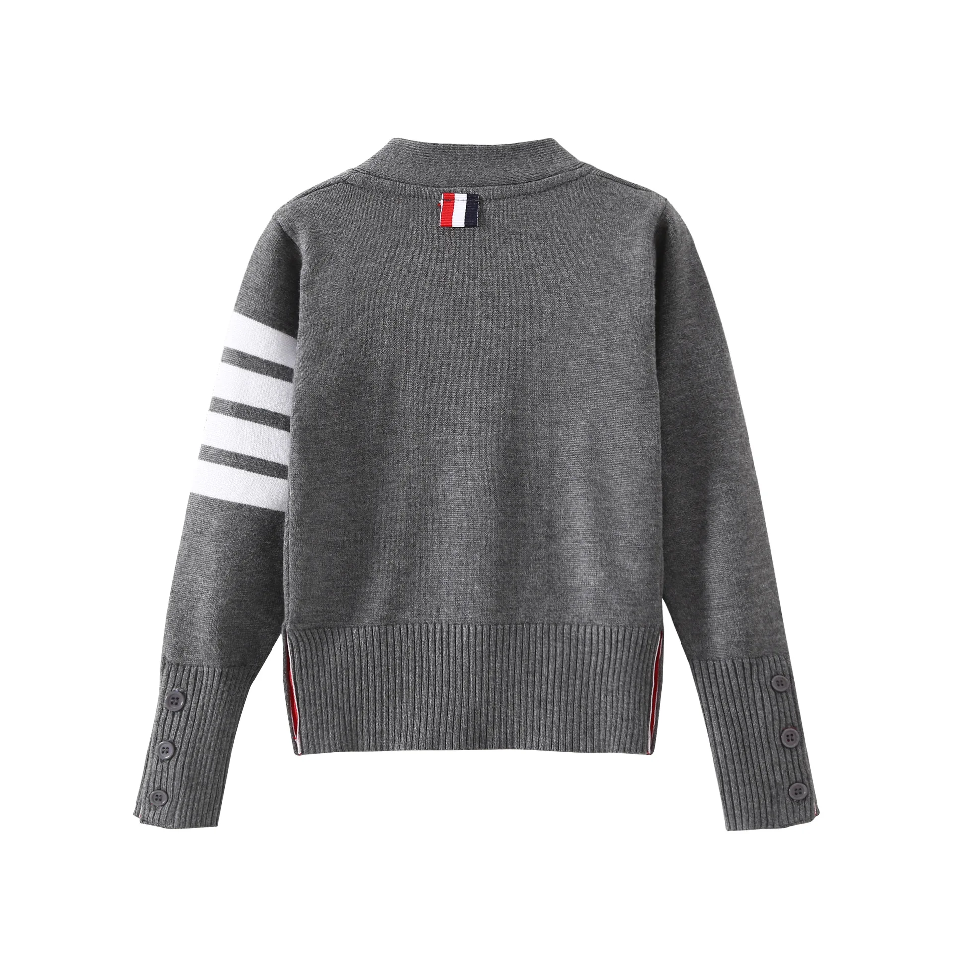 

TB Cardigan Spring And Autumn Korean-style V-neck Sweater GIRL'S Sweater Coat Mid-length Loose-Fit Long-sleeved Upper Garment Fa