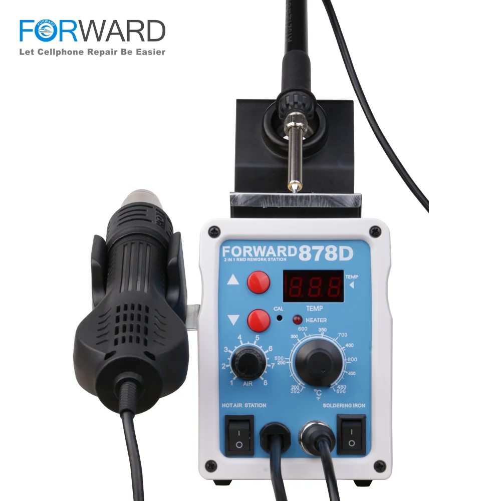 

High Quality 878D Hot Gun And Soldering Iron 2 in 1 Station With LED Display For Mobile Repair
