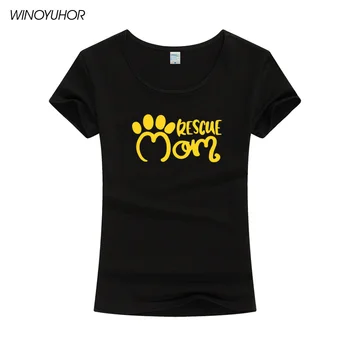 

Rescue Mom Dog Cat Paw Print Women Tshirt Cotton Casual Funny T Shirt For Lady Girl Harajuku Top Tee Camiseta Femenina