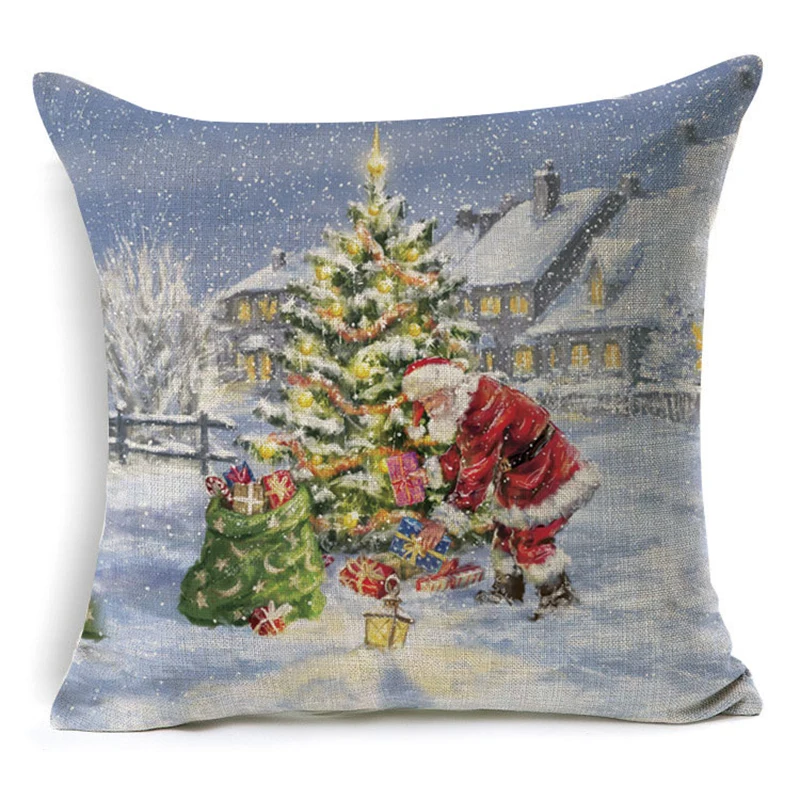 1008 Christmas Festival Pillow Santa Claus Printing Dyeing Sofa Bed Home Decor Cushion Cover Bedroom Christmas pillow cover - Цвет: 1008