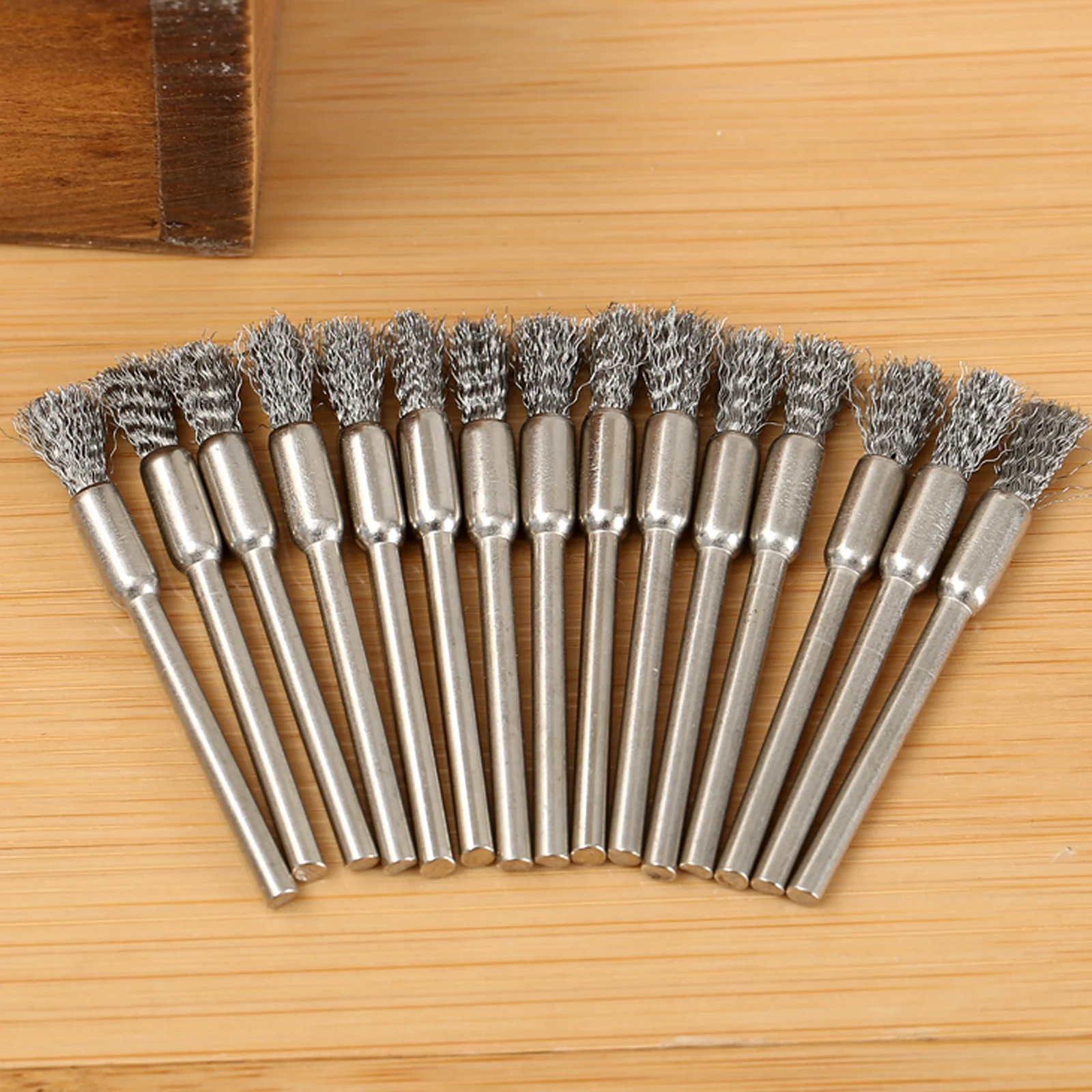 15pcs 5mm stainless Steel Pencil Wire Wheel Cup Brushes polishing Rotary Tool 