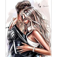 

AMTMBS Personality Couples Pictures DIY Painting By Numbers Adults Hand Painted On Canvas Coloring By Numbers Wall Art Decor