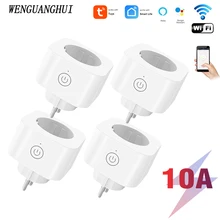 Tuya 16A ue WIFI adaptateur de prise intelligente de la maison intelligente moniteur de courant minuterie prise de courant électronique fonctionne avec Alexa Google Home App