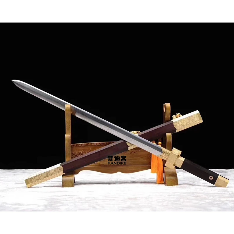 Quality Handmade Folded steel Chinese Tang Dynasty Dao Copper fittings Eight sides Long Sword Sharp furnish and decorate