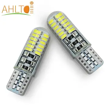 

2PCS T10 W5W DC 12V Canbus 24SMD Silicone Shell IP65 Car 4014 24LED Lights Bulb No Error Led Parking Fog light Auto car-styling