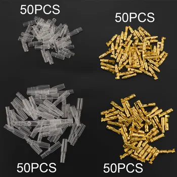 

200PCS/Bag 4.0 Bullet Terminal Car Electrical Wire Connector Diameter 4mm Pin Set Female Male Case Cold Press Crimping Terminal
