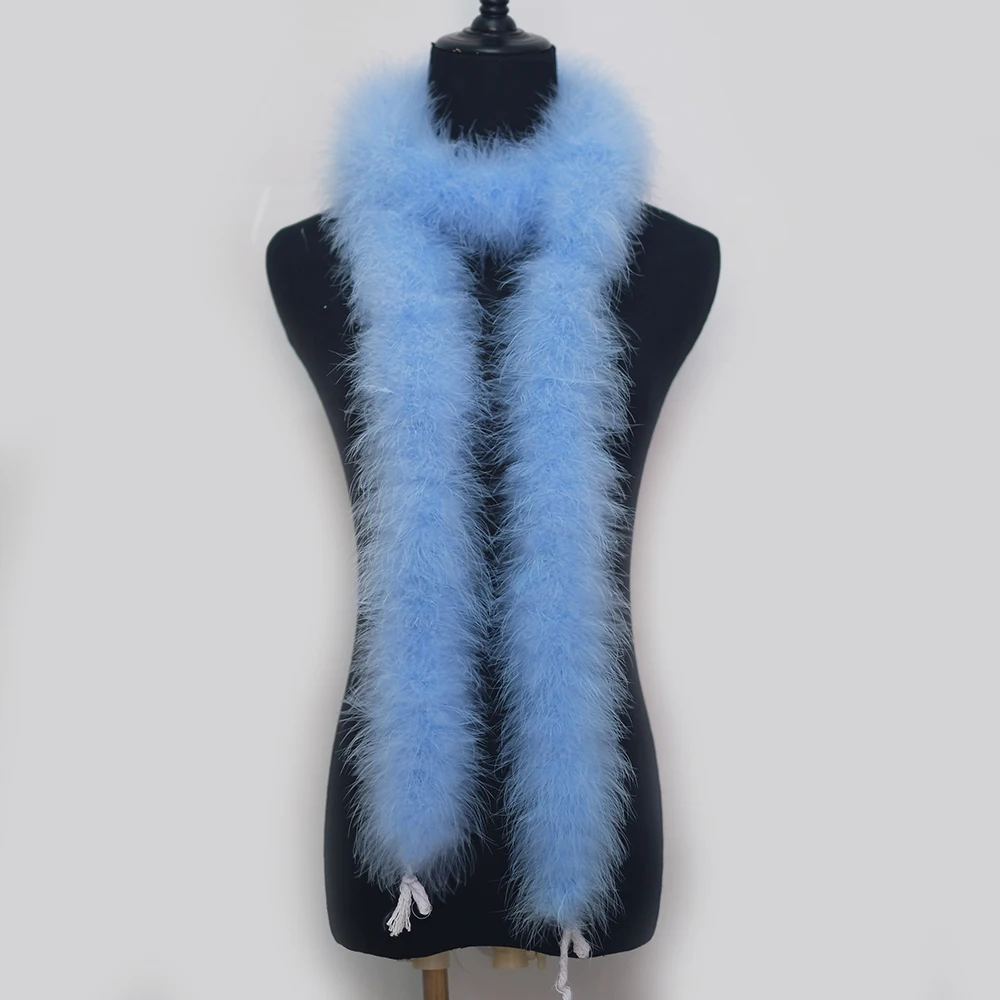 

Hotsale 2 Meters Aqua Blue 40g Soft Fluffy Dyed Colorful Real Natural Turkey Marabou Feather Boa Garment Stage Party Decoration