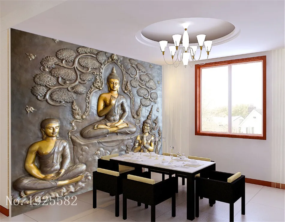 Thail Style Embossed Buddha Statue Mural Wallpaper For Living Room Hotel Restaurant Corridor Aisle Entrance Decor Wall Paper 3d Wallpapers Aliexpress