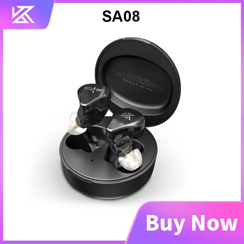 Плотным верхним ворсом KZ SA08 наушники-вкладыши TWS с 8BA единиц Bluetooth V5.0 наушники